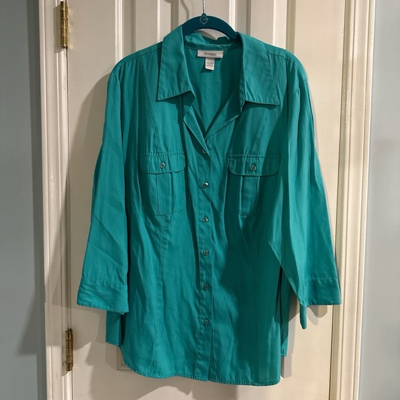 dressbarn Tops - dressbarn Turquoise Button-Down Shirt